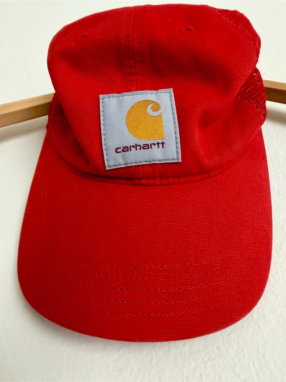 Carhartt Canvas Mesh Back Trucker Hat Red Snapback Patch Cap